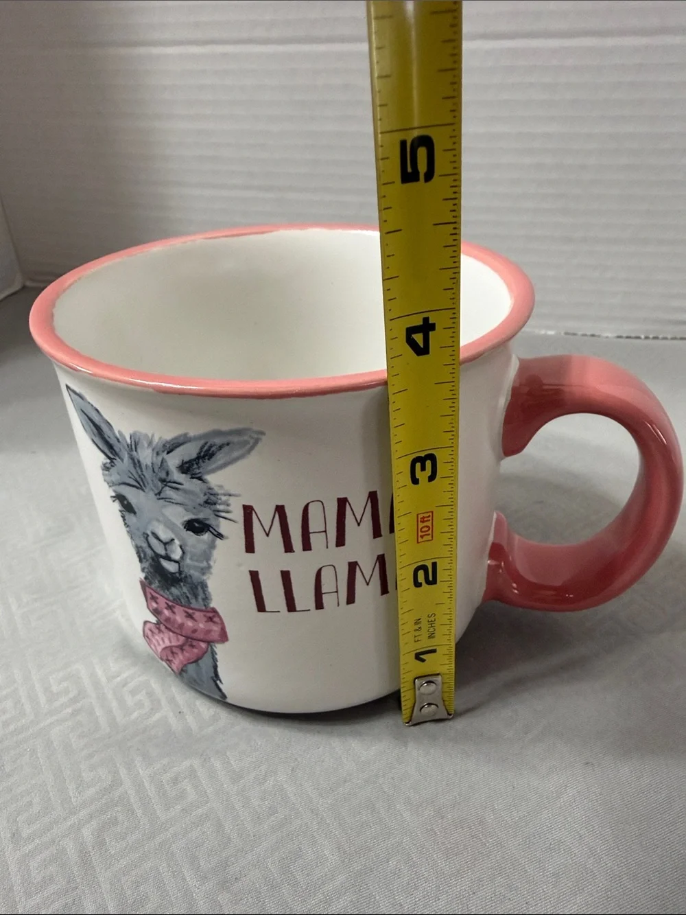 Belle Maison Mama Llama Pink Accent Ceramic Camper Coffee Mug Pink Handle & Rim - Picture 7 of 10